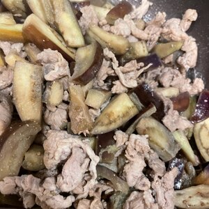 なすと豚肉の、ポン酢炒め